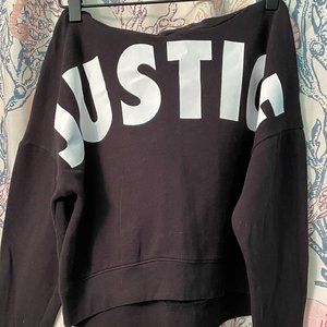 Justice black cropped hoodie